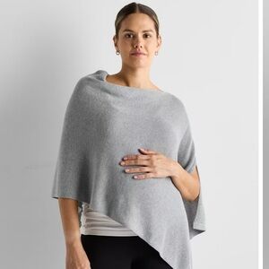 Quince Lightweight Cotton Cashmere Nursing Shawl in Heather Grey
